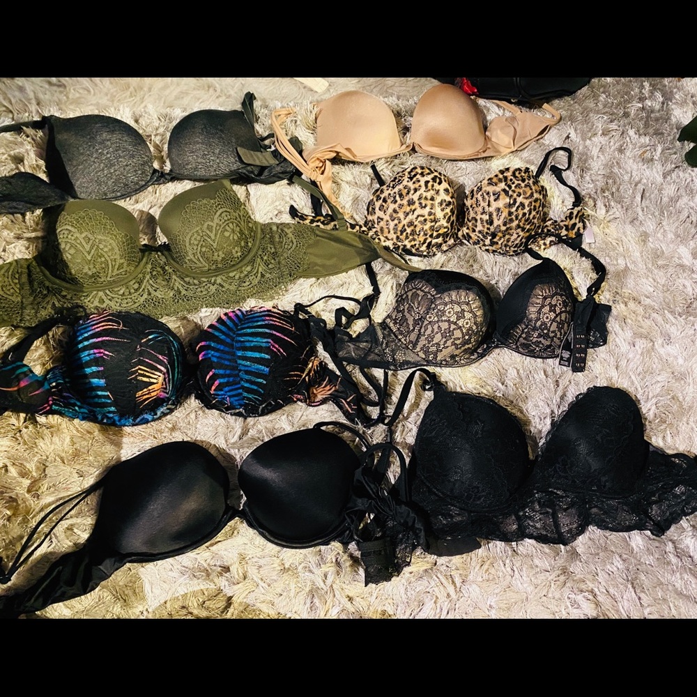 Neon Cheetah Black Lace Victoria Secret Bras 34C